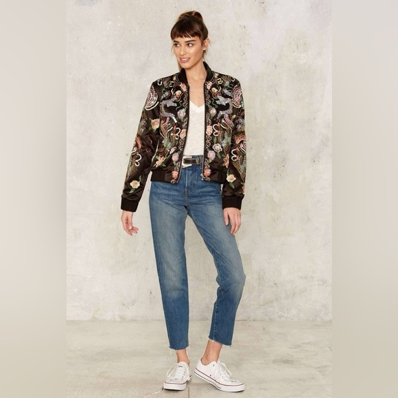 Nasty Gal Collection Tina Embellished Bomber Jacket NWOT - Picture 3 of 8